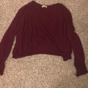 South Moon Under red flowy crop top